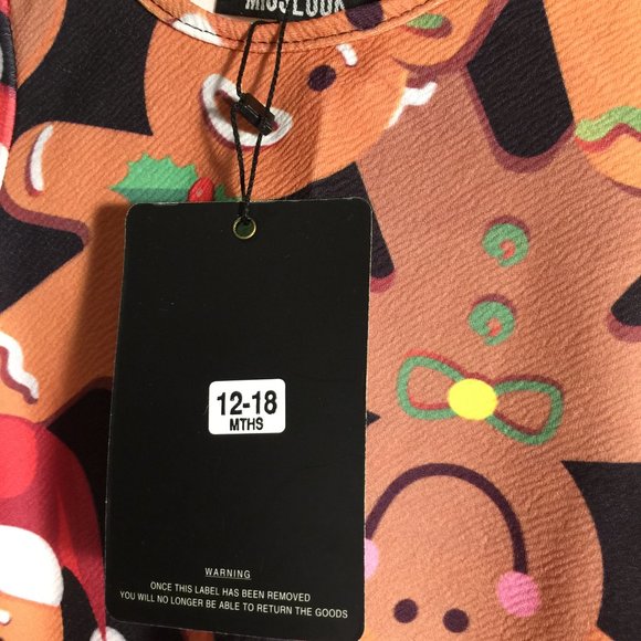 Misslook Infant Baby Girls Holiday Christmas Gingerbread Dress 12-18 Months - Picture 4 of 12